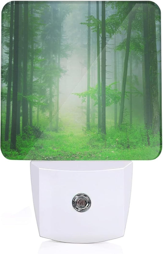 Misty Forest Night Light, Fantasy Green Tree Night Lights Plug Into Wall with Dusk to Dawn Sensor Wall Lamp, Nightlights for Bedroom, Bathroom, Hallway, Kitchen, Gifts Ideal for Girls Women