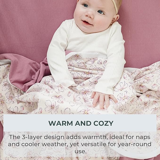 Pobibaby Premium Baby Blanket, Soft Stretchy Quilt for Babies, Toddlers, Kids (Blossom)