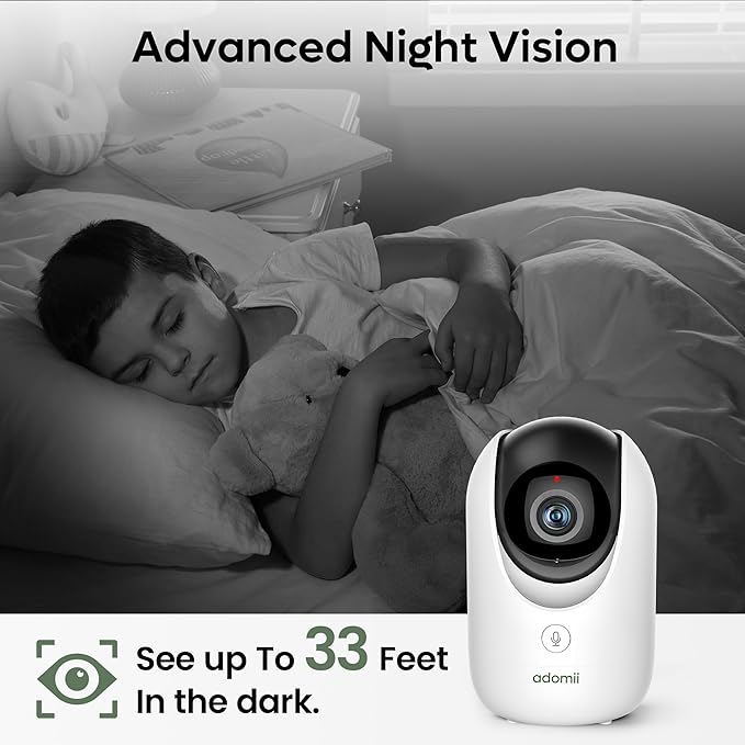 2K Indoor Cameras for Home Security - Camera with Pan/Tilt, 33ft Night Vision, 2 Way Audio, BLE Pairing - Motion Detector Indoor Wi-Fi Camera for Baby & Pet Monitor