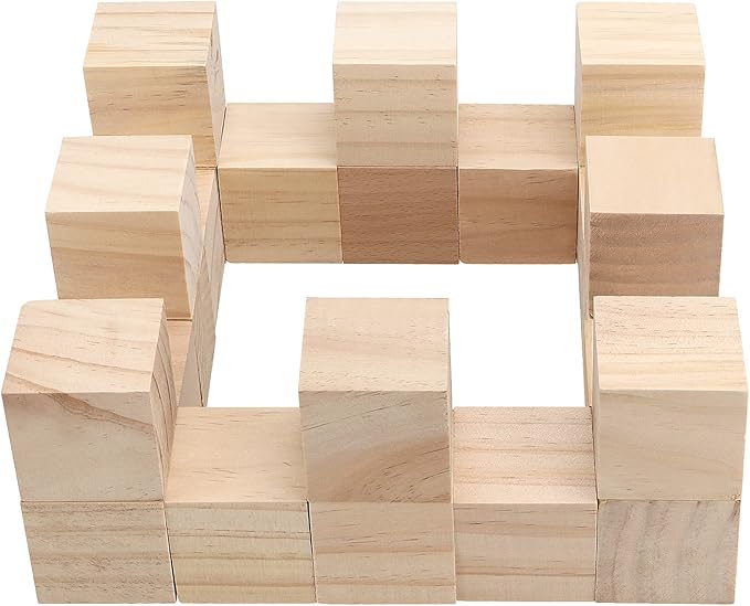 30 PCS 2 Inch Wood Blocks, 5x5x5cm Premium Natural Solid Blank Wooden Cubes Set, Square Unfinished Craft Wood Blocks Bulk for Crafting DIY Projects