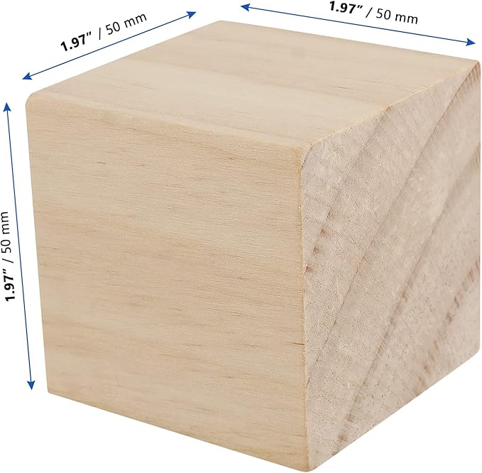 MANCHAP 45 Pack 2 Inch Square Wood Carving block, 5cm Carved Wood Cube, Natural Craft Wooden Unfinished Wood Block for DIY, Crafts, Home Decoration