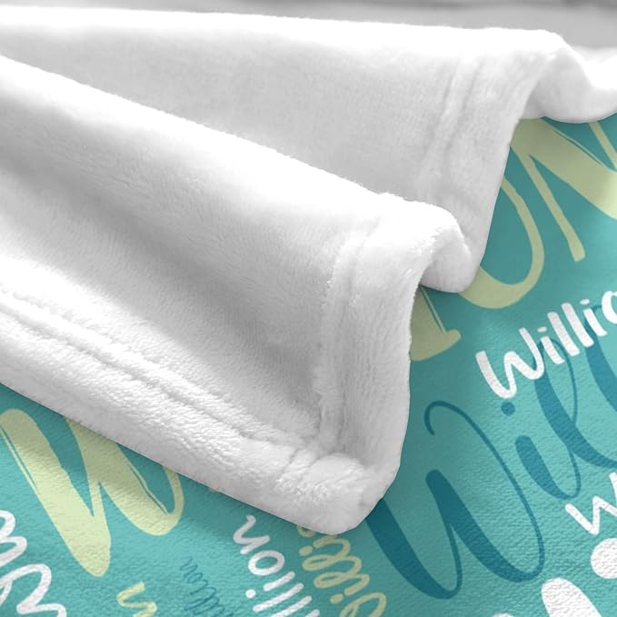 Personalized Custom Baby Blanket with Name for Girls Boys Kids Customized Flannel Blanket for Bed Nursery Room Baby Stroller
