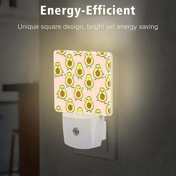 Cute Pink Avocado Night Light Plug into Wall with Dusk to Dawn Light Sensors Heart Shaped Avocado Night Light LED Lamp for Bedroom Hallway Home Wall Decor Nightlight for Girls Boys Men Women