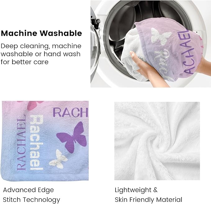 Personalized Throw Blanket with Name Custom Blankets Customized Baby Blanket for Girls Kids Adult Birthday Gift