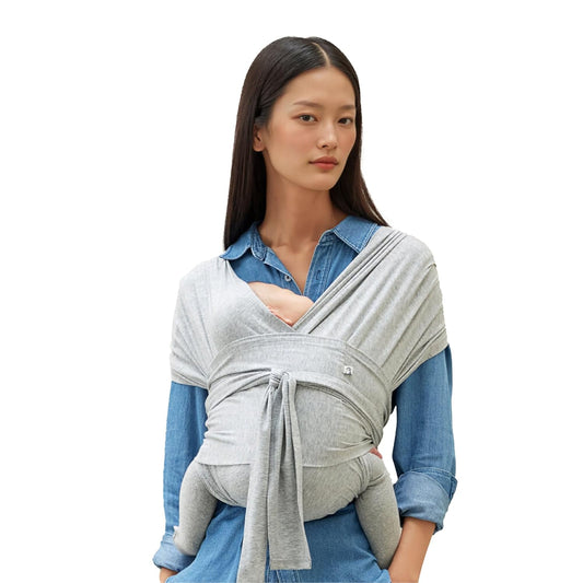 Konny Baby Carrier Flex SoftBreeze with Head Support - Adjustable, Easy to Wear Baby Wrap Sling, Perfect for Newborn Babies Essentials up to 44 lbs (XS-XL) - Melange Grey