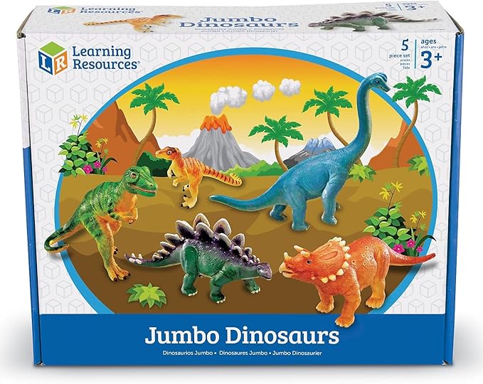 Learning Resources Jumbo Dinosaurs - Toddler Outdoor Toys, Animal Figurines, Montessori, Fine Motor Skills, Imaginative Play, Gits for Boys and Girls, Preschool Counting, Triceratops