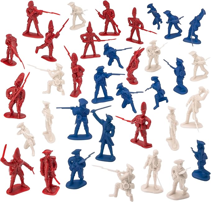 BMC Revolutionary War Plastic Army Men - 34 British, American, French Soldiers