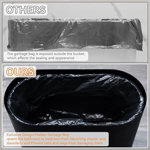 Yieach Black Slim Bathroom Trash Can With Lid 3.17 Gallon,Skinny Small Kitchen Garbage Can and Pet/Dog Proof Trashcans for Office,RV,Bedroom and Dorm,12L Plastic Covered Trash Can and Wastebasket,2PCS