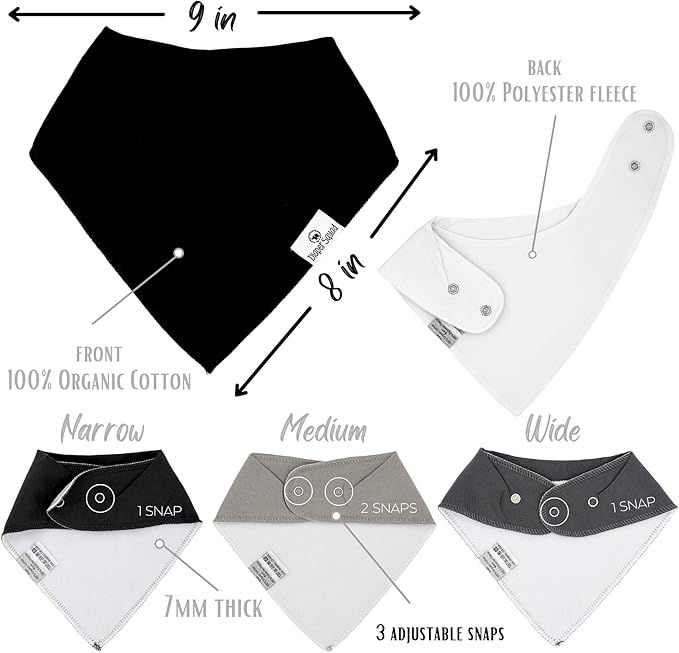 DiaperSquad's Baby Bibs for Drooling and Teething, Bibs for Boys, Baby Girl - Solid Cotton Baby Drool Bibs