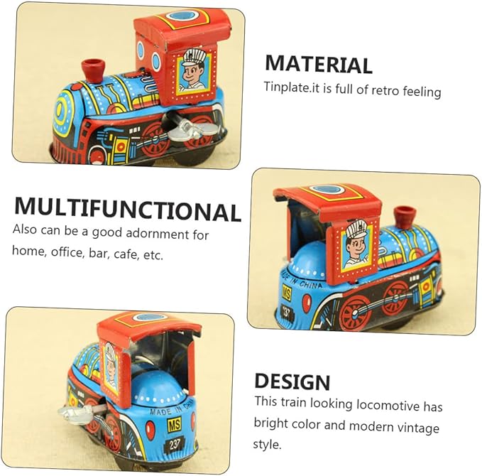 TOYANDONA Tin Locomotive Wind up Toys Windup Toys Train Wind- up Toy Wind up Toy Boat Motor Tin Toys Vintage Wind- up Kids Toys Mini Toys Kid Toy Wind-up Toy Tinplate Iron Sheet Clock Child