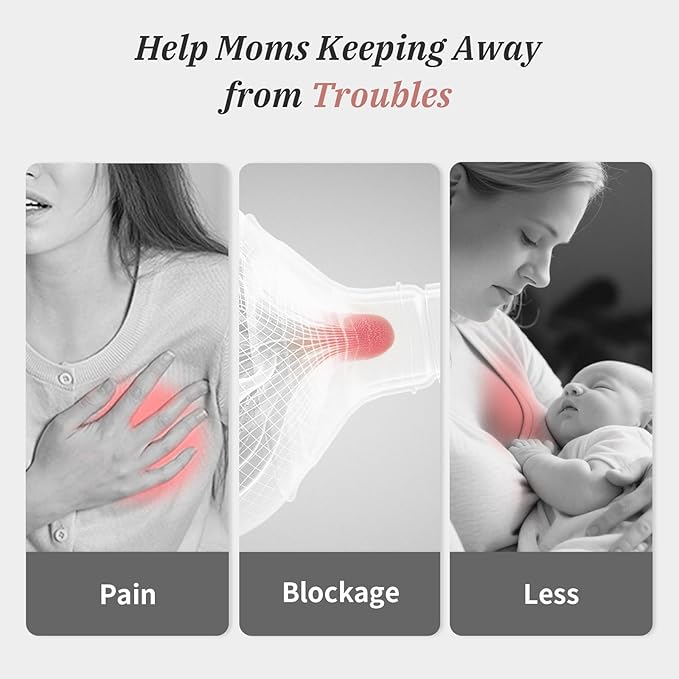 Snow Bear Electric Breast Pump, 4 Pumping Modes & 9 Intensity Levels, Portable Split-Tube Design for Double/Single Use 2500mAh Battery, Fast Charging, Quiet & Easy to Clean