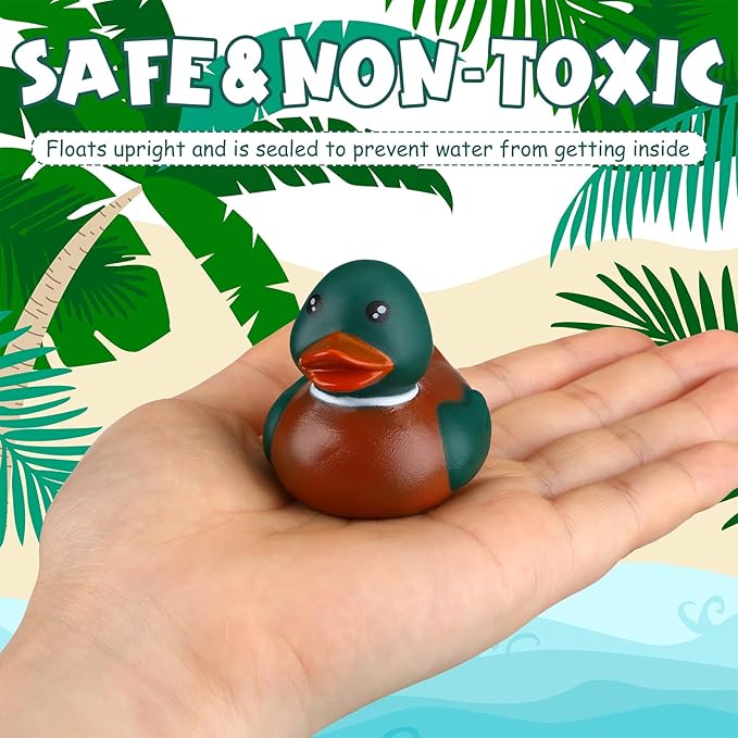 Rubber Duck 2 Inch Duck Bath Floating Rubber Ducky Adorable Party Supplies for Ducky Birthday Party Gift Nature Birds Lovers Hunting Decoration(12 Pcs,Mallard)