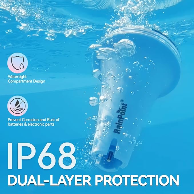 RAINPOINT Anti-Fog 360° Reading 3 Large Letters Displays Wireless Digital Pool Thermometer Floating,Dual-Layer IP68 Waterproofing Remote Temperature Monitor Easy Read Hot Tub SPA Inflatable Pool-Blue