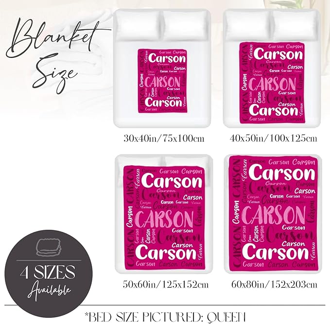 Personalized Custom Baby Blanket with Name for Girls Boys Kids Customized Flannel Blanket for Bed Nursery Room Baby Stroller