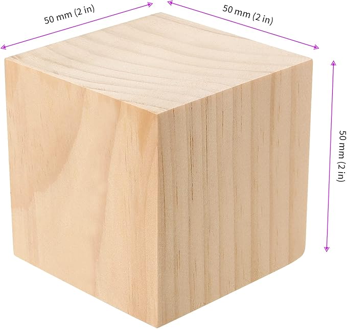 JEUIHAU 60 Pieces 2 Inch Wooden Cubes, Unfinished Wood Blocks, Natural Blank Wood Square Blocks for Painting, Puzzle Making, Decorating, Crafts and DIY Projects