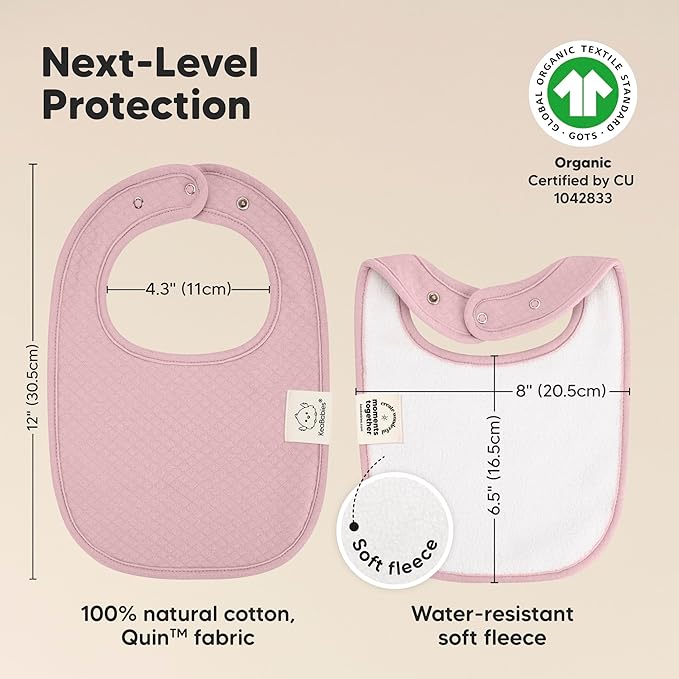 8-Pack Organic Baby Bibs for Girls, Boys - Quilted Cotton Cloth Baby Drool Bibs for Drooling and Teething Toddler, Newborn, Infant, Soft & Super Absorbent (Muted Pastel)