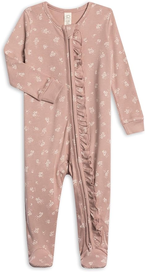 Colored Organics Baby Zip-Up Footed Sleeper with 2-Way Zipper - Newborn Organic Cotton Pajamas