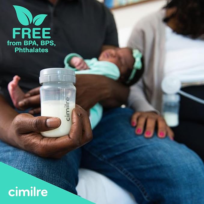 Cimilre 32MM Breast Milk Collection Kit, Double Pumping Breast Milk Collector Kit to Store Breast Milk, Includes Breast Shields, Valves, Backflow Protectors & Bottles