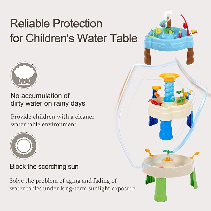 Kids Water Table Cover Fit Little Tikes Fish 'n Splash Water Table, Waterproof Dust Proof Outdoor Toys -Cover only,34"Dx20"H (Pets)