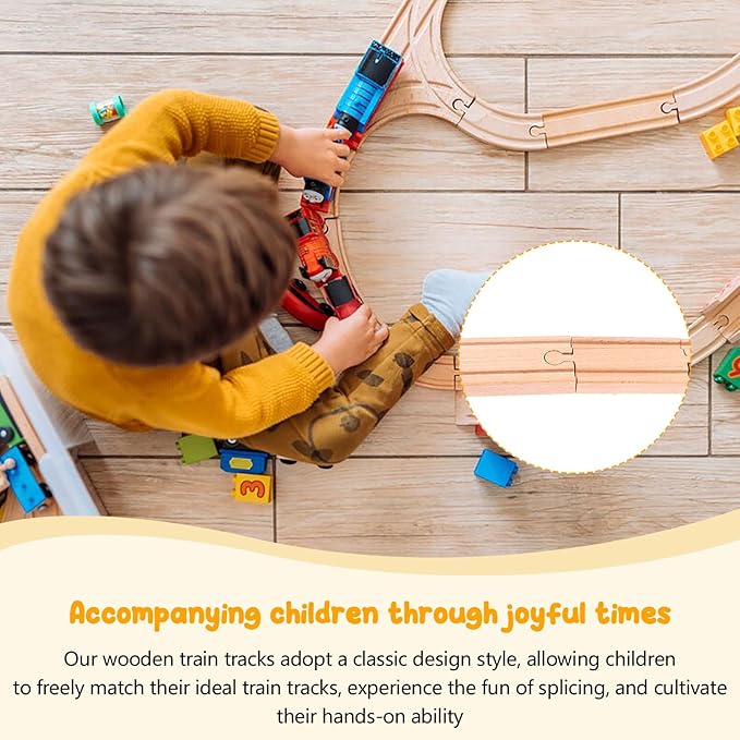 16 Pcs Straight Wooden Tracks Expansion Wood Train Track Connectors and Adapters Male Male Female Female Wood Train Track Pieces Accessories Wooden Tracks Bridge for Most Major Toy Trains Railway