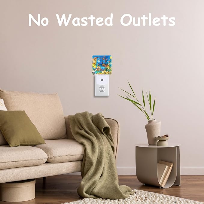 Night Light for Kids Girls Boys,Underwater Fishes Coral LED Night Light Plug into Wall with Dusk to Dawn Sensor for Room Decor,Hallway,Kitchen,Bathroom,Nursery,Stairs