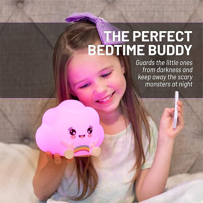 Lumipets Remote Control Silicone Night Light for Kids - Cloud Design with 9 Soft Colors & Sleep Timer - Rechargeable, Battery-Operated Lamp for Bedroom | Baby Nursery, Toddler, Girls, Boys