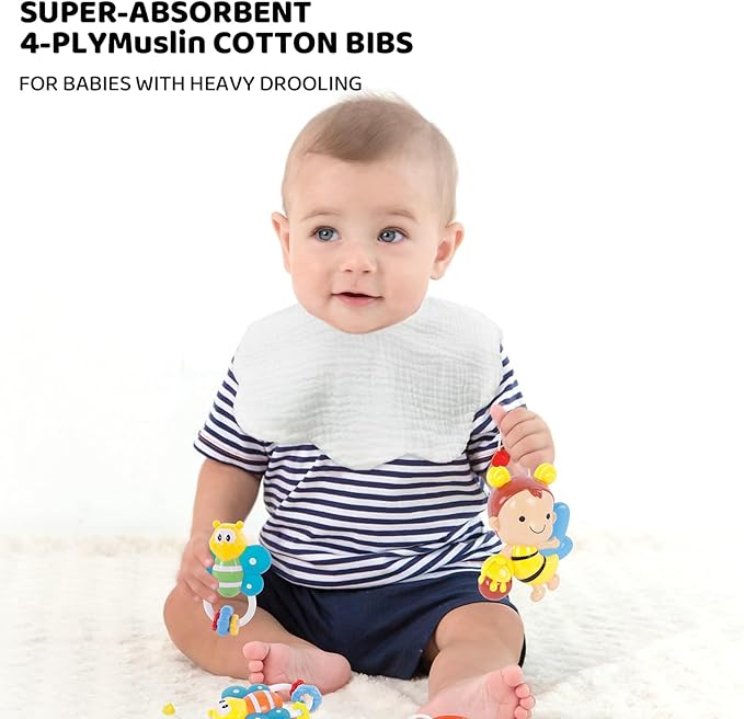 Muslin Baby Bibs for Drooling and Teething Newborn Drool Bibs for Baby Girl Boy
