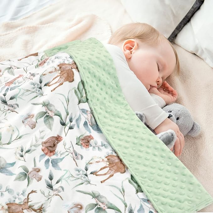 TANOFAR Baby Blankets for Unisex Boys Girls, Ultra Soft Minky Blanket with Double Layer Dotted, Breathable and Lightweight Receiving Blanket for Newborns, 30x40 Inches, Woodland Animal