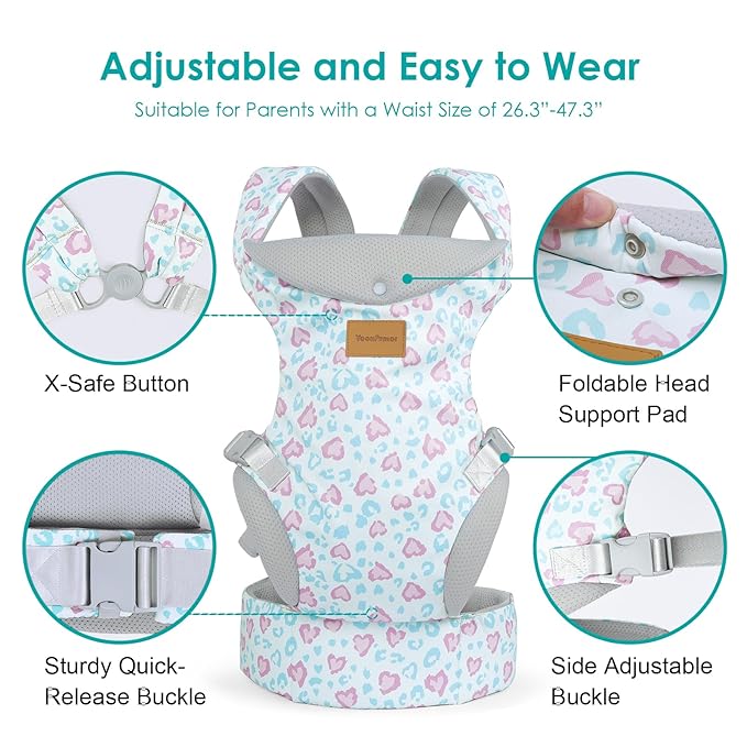 Baby Carrier, Ergonomic Adjustable Toddler Carriers for 7-33 Lbs, Cozy Lightweight Infant Carrier with Neck Support, Baby Chest Carriers with Lumbar Support for Parents (3-36 Months)