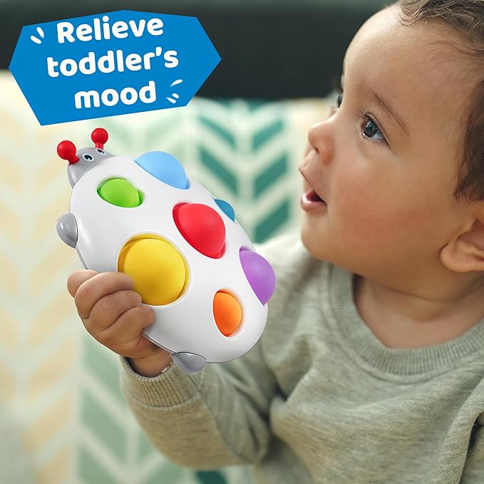 LiKee Fidget Popper Sensory Baby Toys for 10+ Months, Push and Popping Busy Board, Montessori Toys for 1+ Years Old, Airplane Car Travel Toy for Toddlers 1-3 Stress Relief