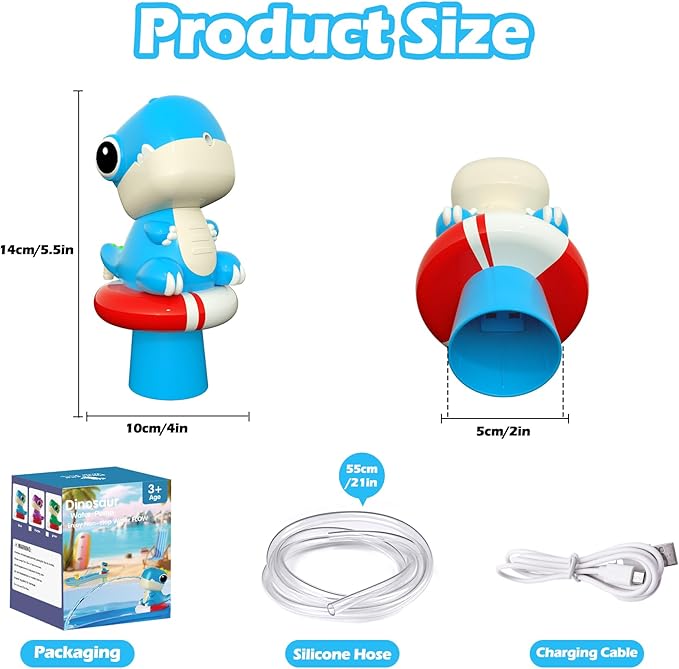 Dinosaur Water Table Pump Continuous Flow - Rechargeable Water Pump for Water Table Accessories - Summer Outdoor Water Play Toys - Battery Powered Water Pump Outside (Blue)