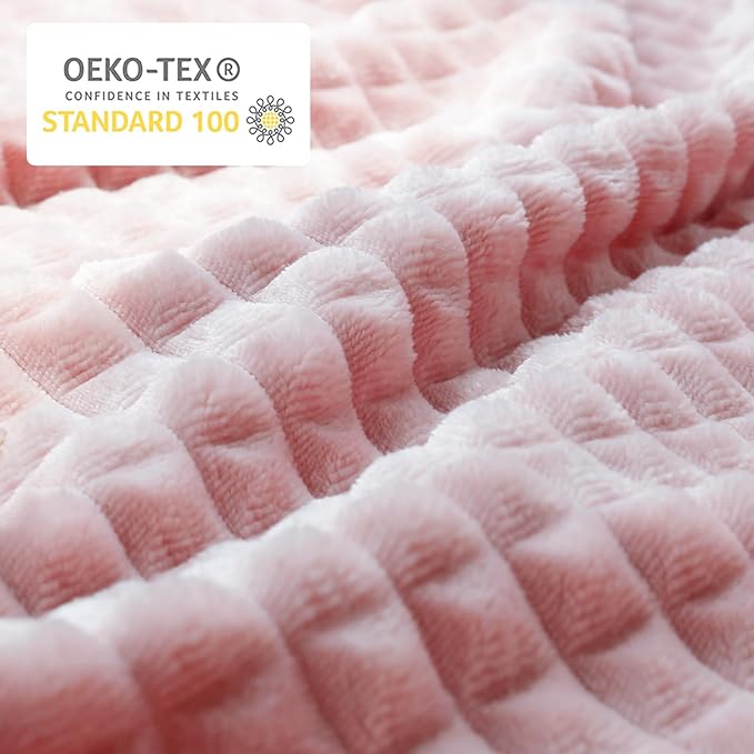 HOMRITAR Baby Blanket for Girls Super Soft Fuzzy Cozy Warm Toddler Blanket with 3D Jacquard Square Grid Design, Lightweight Flannel Bed Blankets for All Seasons Pink 30 x 40 Inch