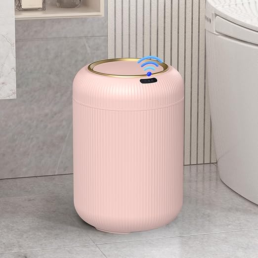 Smart Bathroom Trash Can with Lid，3 Gallon Bathroom Garbage Can Automatic Touchless，Motion Sensor Trashcan, Baby Diaper Trash Bin, Mini Pink Waste Basket for Bedroom, Kitchen, Restroom, Office
