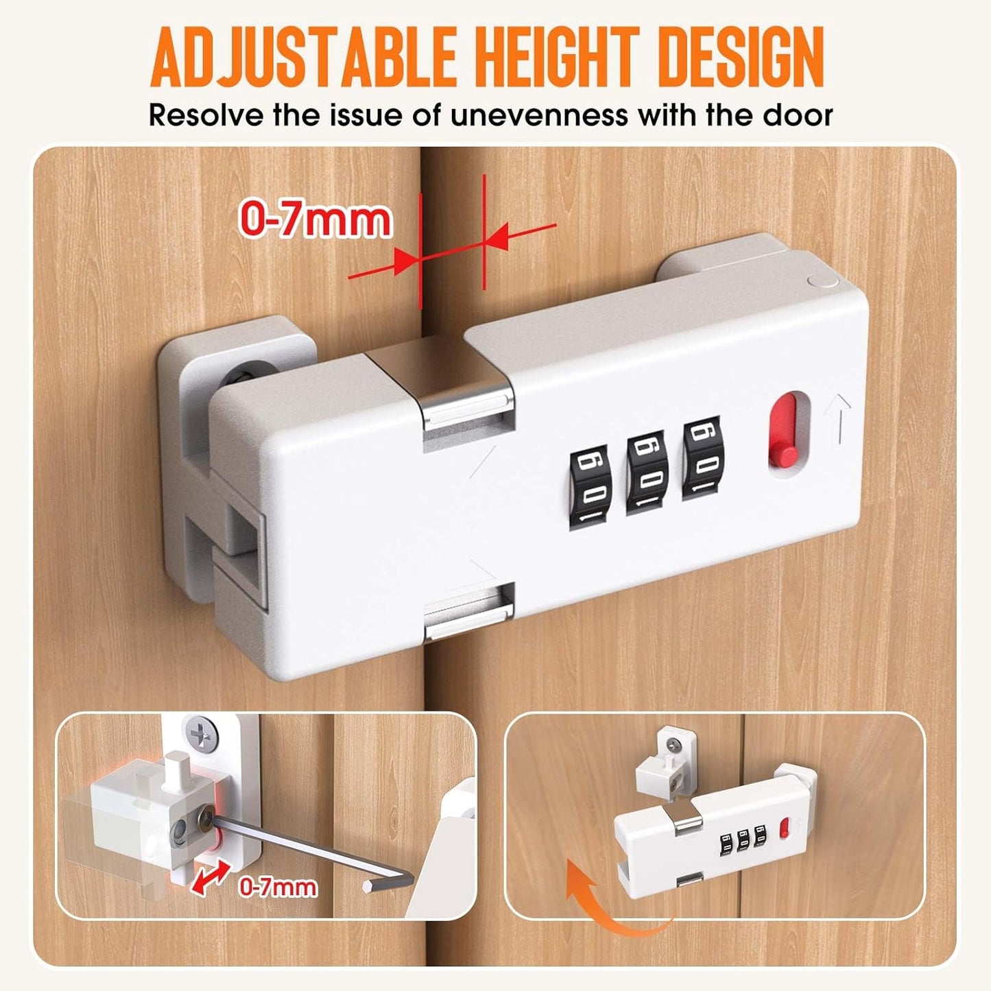 Keyless Cabinet Lock,Cabinet Password Locks with Luminous,3-Digit Combination Door Lock for Drawers, Barn Door, Bathroom, Outdoor, Closet, Fence,Protect Privacy(2PCS,White)