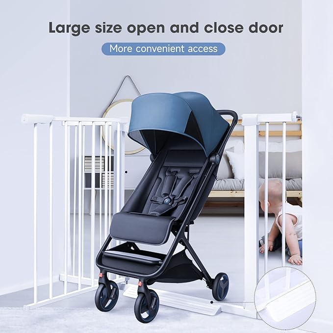 (85-100 inches Width) Large Baby Gate for Stairs, Doorways, Extra Wide Baby Gate Indoor, Metal, Durability Dog Gates for The House White, Auto Close Safety Child Gate, Pet gate.