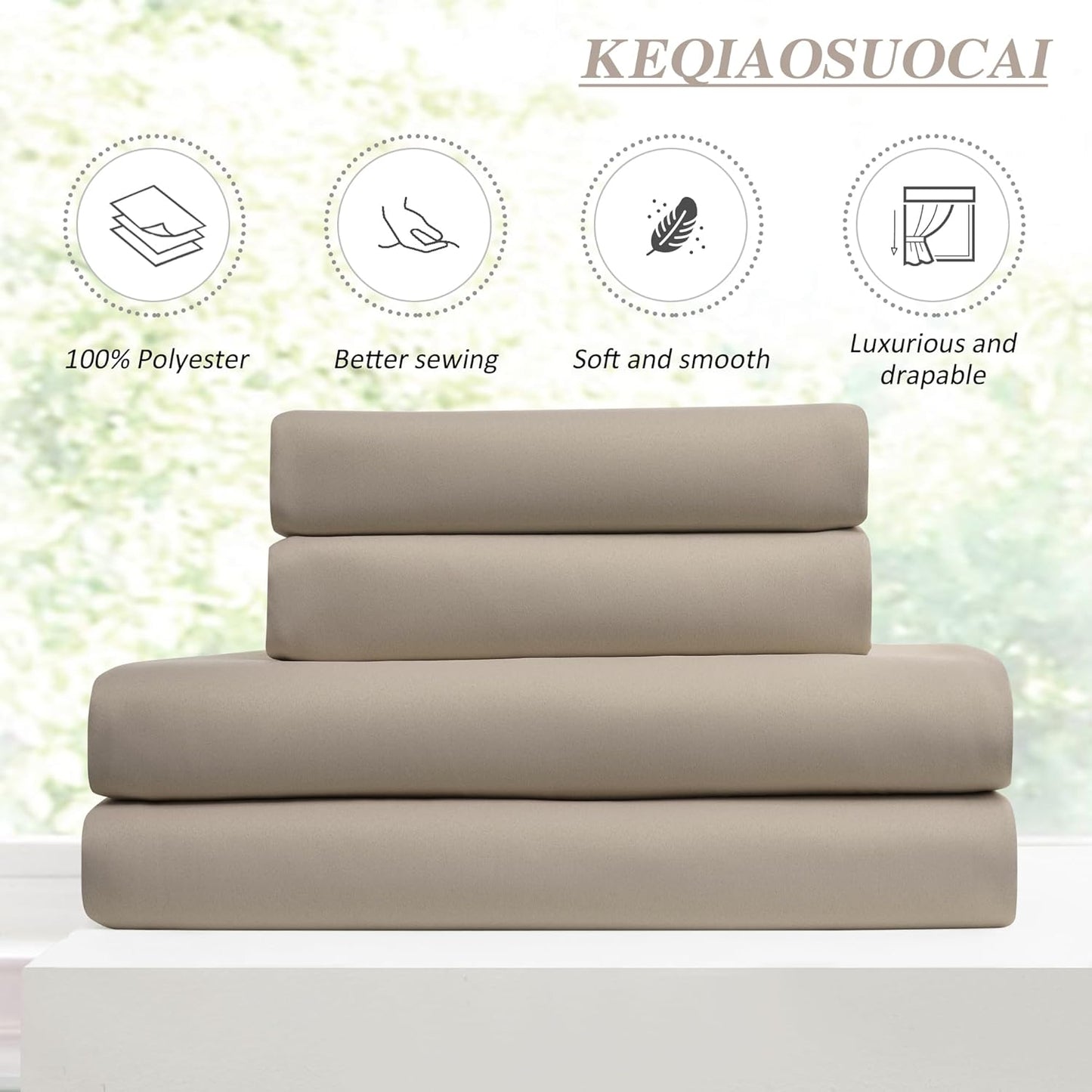 KEQIAOSUOCAI Pinch Pleated Curtains 108 Inch Long 9 FT Tall Curtains for Living Room Bedroom Thermal Memory Trained Pleated Viral Window Drapes with Hooks(Khaki,40W x 108L x 2 Panels)