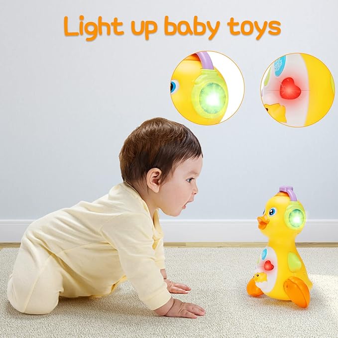 Tsomtto Baby Musical Duck Toy Dancing Crawling Tummy Time, Light Up Infant Toys Birthday for Boys Girls Baby Learning Development Newborn Toddler Toys