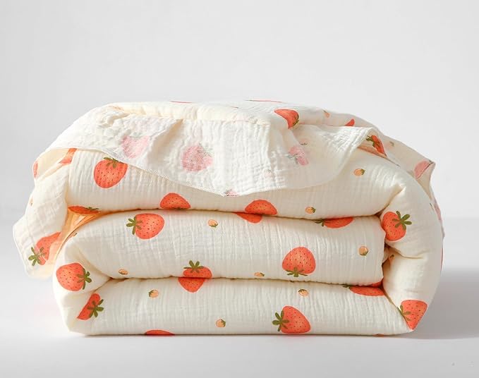 100% Cotton Muslin Crib Comforter/Quilt,Ultra Soft Cozy Reversible Baby Blanket,All Season Toddler Blankets for Boys and Girls, Machine Washable,41"x48"