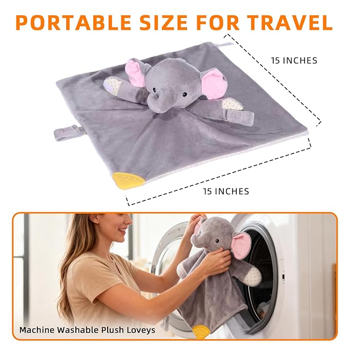 BEREST Elephant Baby Lovey Rechargeable Sleep Soother with 10 White Noises (Heartbeat, Shushing & Lullabies) & Cry Sensor|Timer|Recording|Plush Blanket Comforter Gift for Newborns|Infants|Boys & Girls