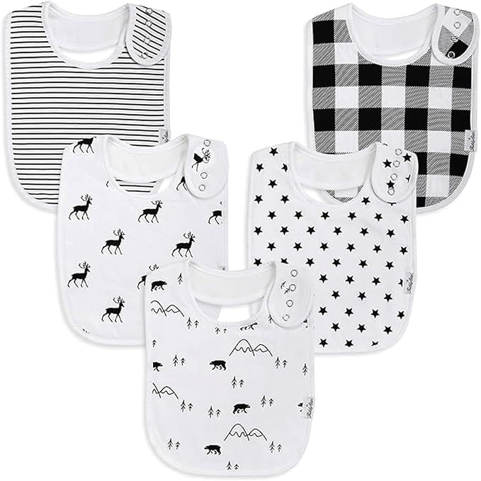 Organic Cotton Baby Bibs for Boys & Girls – Soft, Absorbent Teething & Drool Bibs - Adjustable Snaps for Toddlers