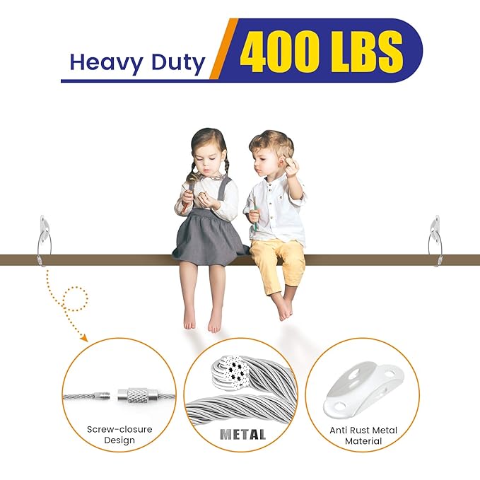 4our Kiddies 10 Pack Furniture Anchors for Baby Proofing, Anti Tip Furniture Wall Anchors, Secure 400 Pounds Cabinet, Bookcase, Dresser to Wall, Earthquake Furniture Straps for Child Safety