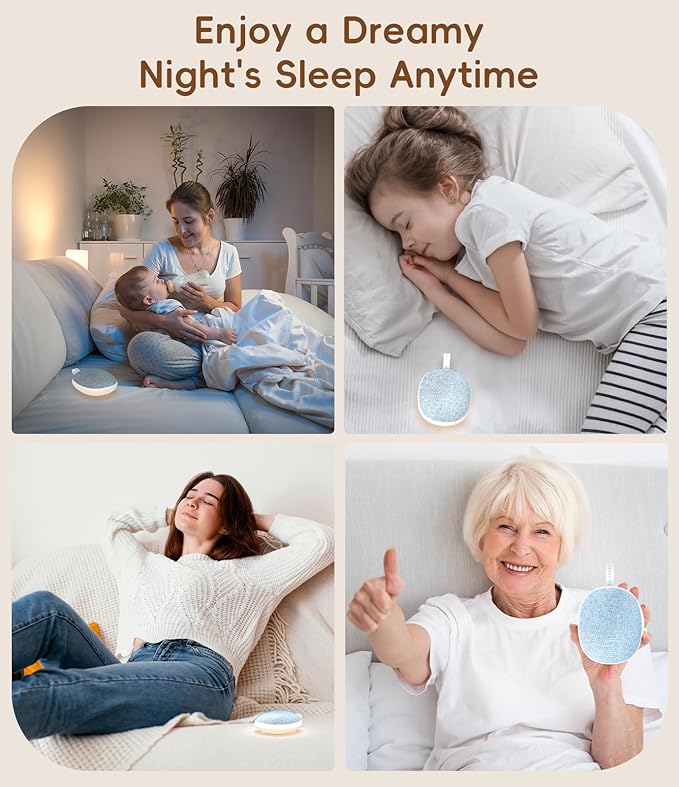 Portable White Noise Sound Machine: Baby Sleep Soother, Bluetooth Speaker, Rechargeable Battery, 4-Speed Timer, 6 Soothing Sounds Adult Therapy Aid for Trave (Blue, Portable)