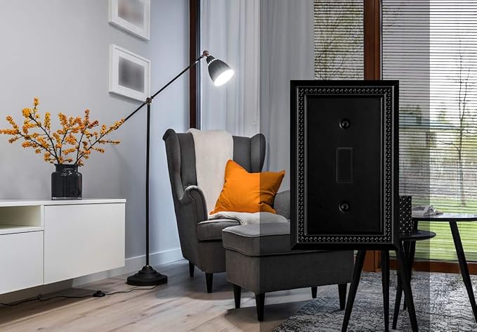 Henne Bery Sunken Pearls Heavy Duty Switch Plate/Wall Plate/Outlet Cover (Single Toggle 3PK, Matte Black)