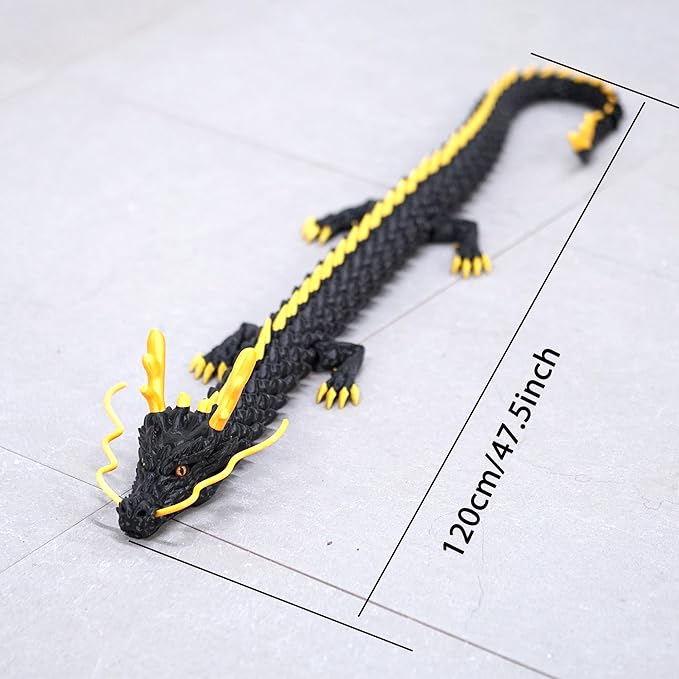 47.5inch Large 3D Printed Dragon,Flexible Joint Animal lacertid Figurines, Home Office Decor,Fidget Toy for Adults Teens Boy Festival Gifts,Easter Basket Stuffers,Executive Desk Toy