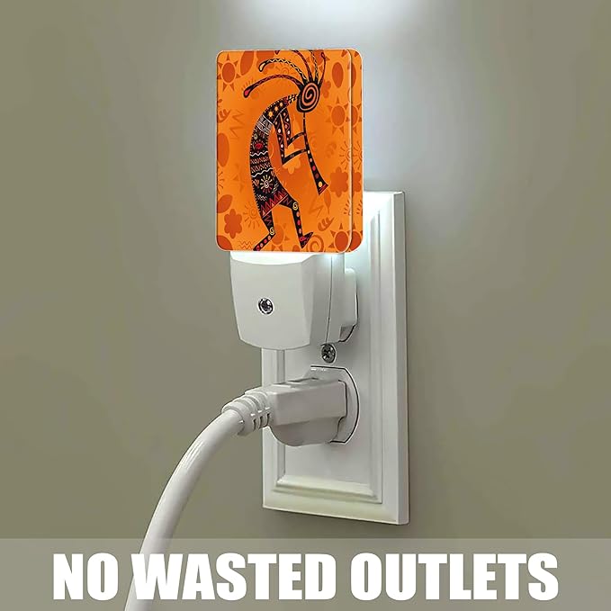 Ethnic African Deity Night Light, Kokopelli Plug into Wall with Dusk to Dawn Light Sensors, Warm Nightlights for Bedroom, Bathroom,Hallway, Kitchen, Gifts Ideal for Boys Girls Women Men