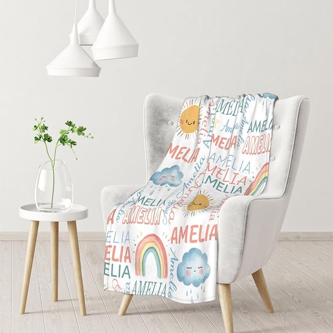 Personalized Baby Blanket - Custom Name for Girls and Boys, Super Soft Plush Fleece, Personalized Gifts for Newborns