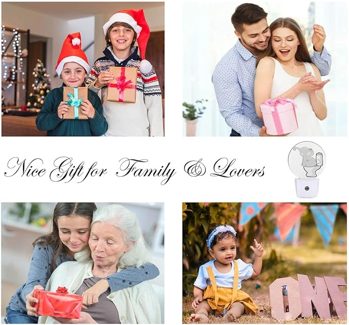 EKOBLA Cute Elephant Night Light African Safari Animal Elephant Sitting on Toilet Night Lights Plug into Wall for Girls Boys Bedroom Bathroom Led Decorative Nightlight Home Decor