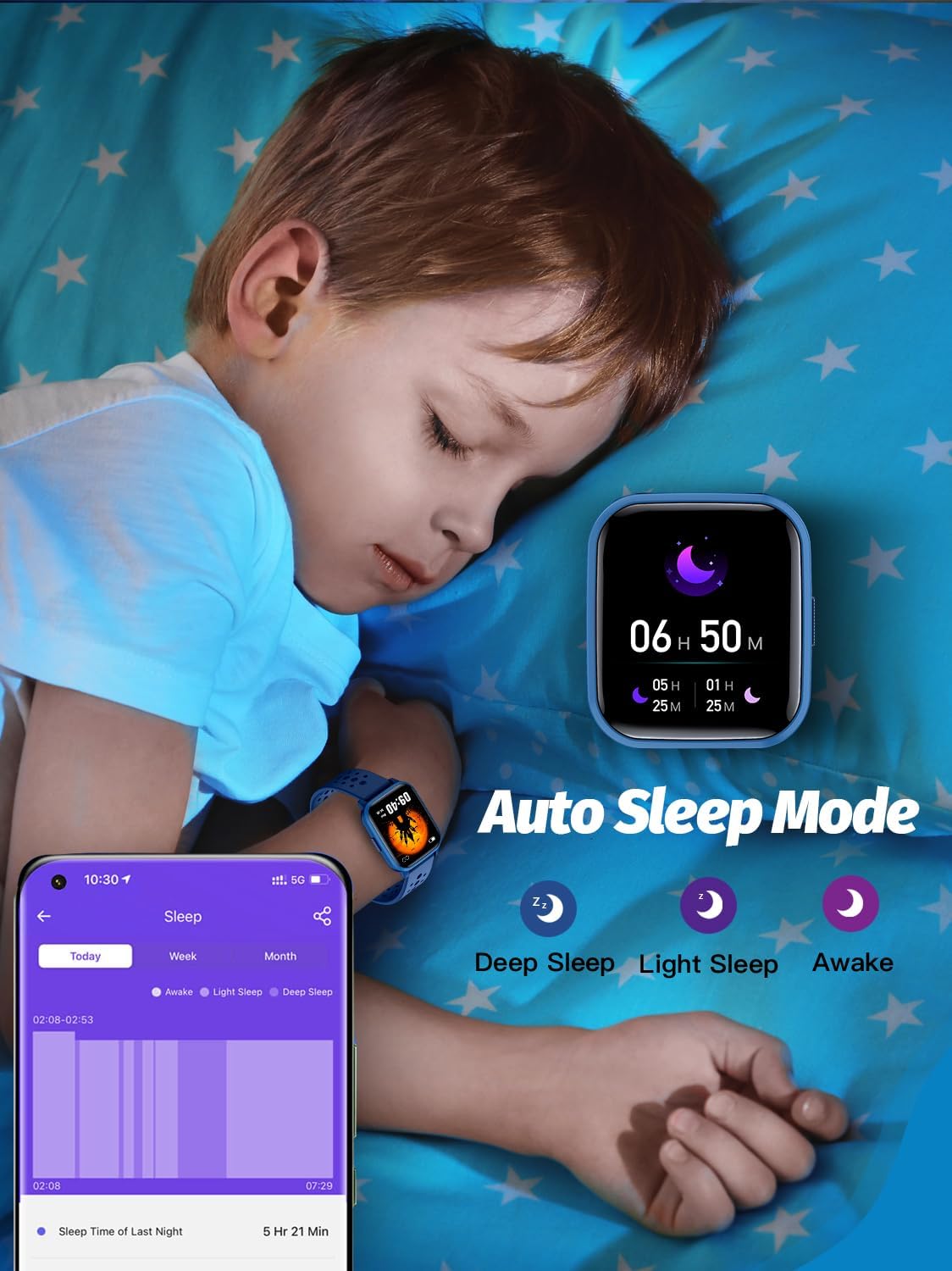 Kids Smart Watch, Smart Watch for Kids 4-16 Years Old with Sleep Mode, 19 Sports Mode, Pedometer, Birthday Gift for Boys Girls, Blue