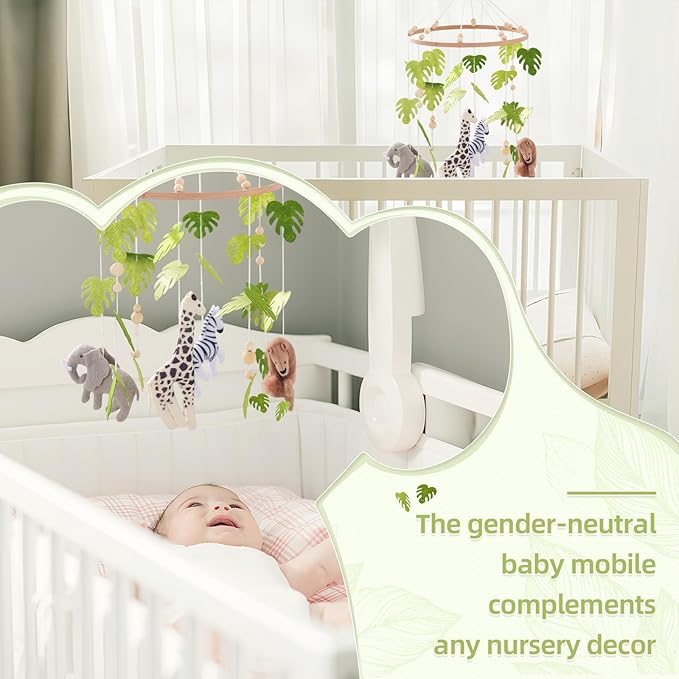 let's make Baby Mobile for Crib Safari Nursery Mobile Handmade Jungle Baby Mobile Woodland Nursery Decor Forest Animals Crib Accessories with Lion Elephant Zebra Giraffe