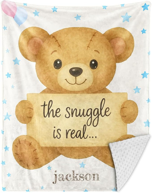 Personalized Baby Blankets for Girls & Boys - Super Soft Easter Blanket with Thick Double-Layer Dotted Backing, Personalized Baby Gifts for Baby Shower from Grandma (Apricot, Customize Now)